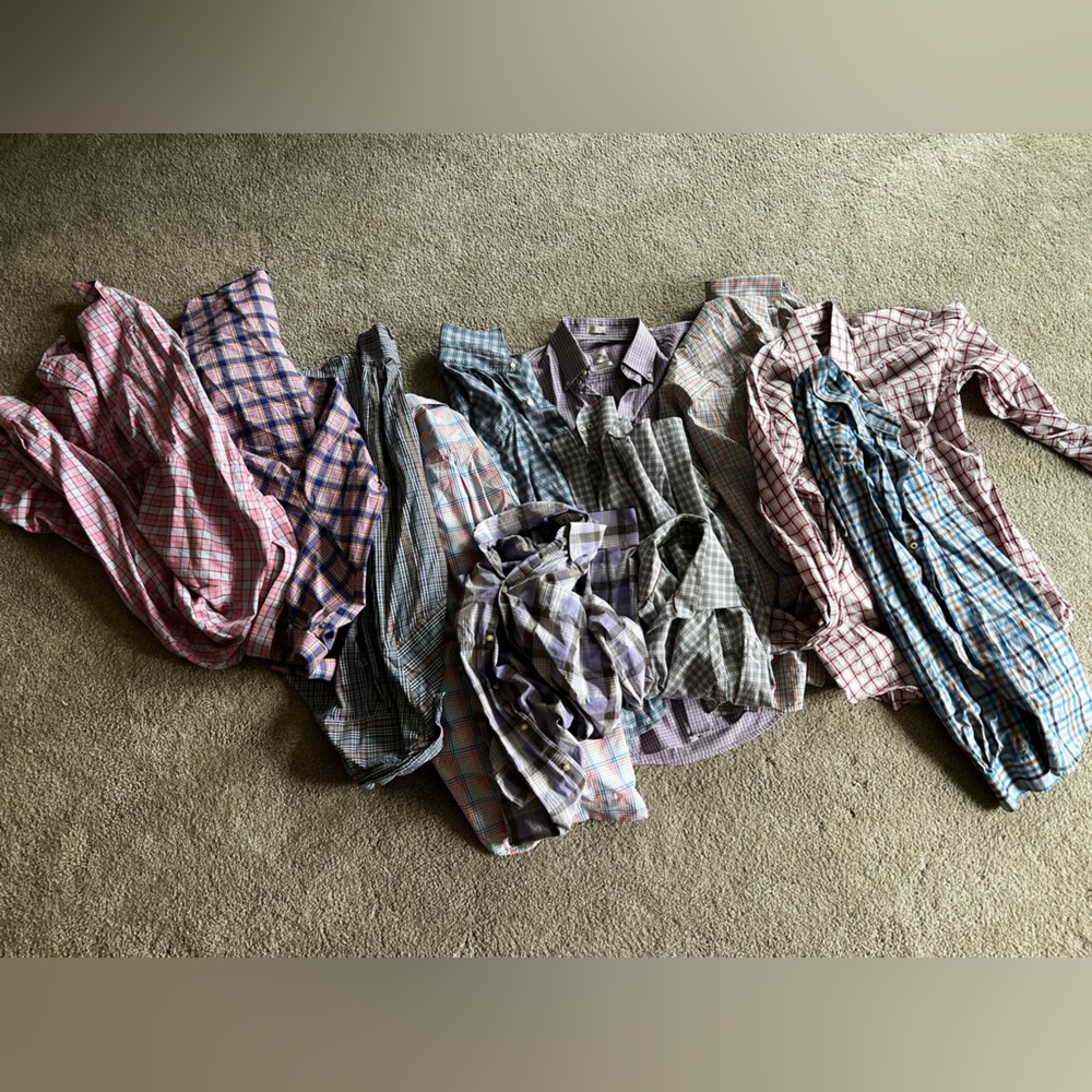 Assortment of Peter Millar long sleeve dress shirts. All size Medium